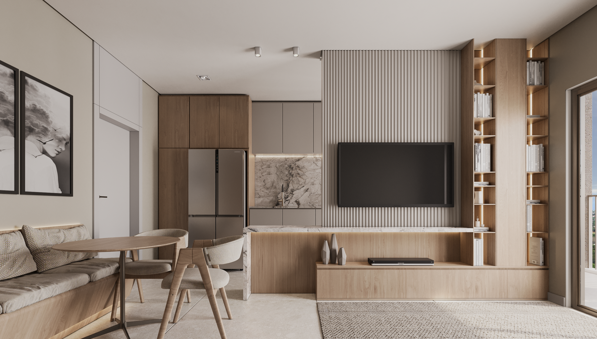 Sala, jantar e cozinha - imagem ilustrativa