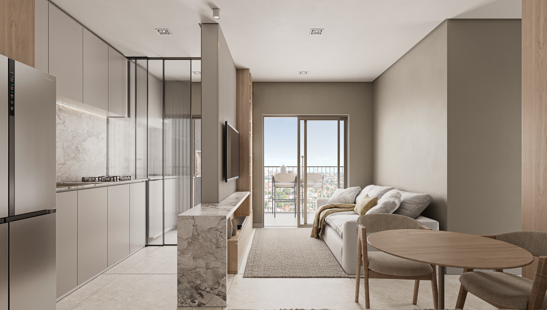 Sala, jantar e cozinha - imagem ilustrativa