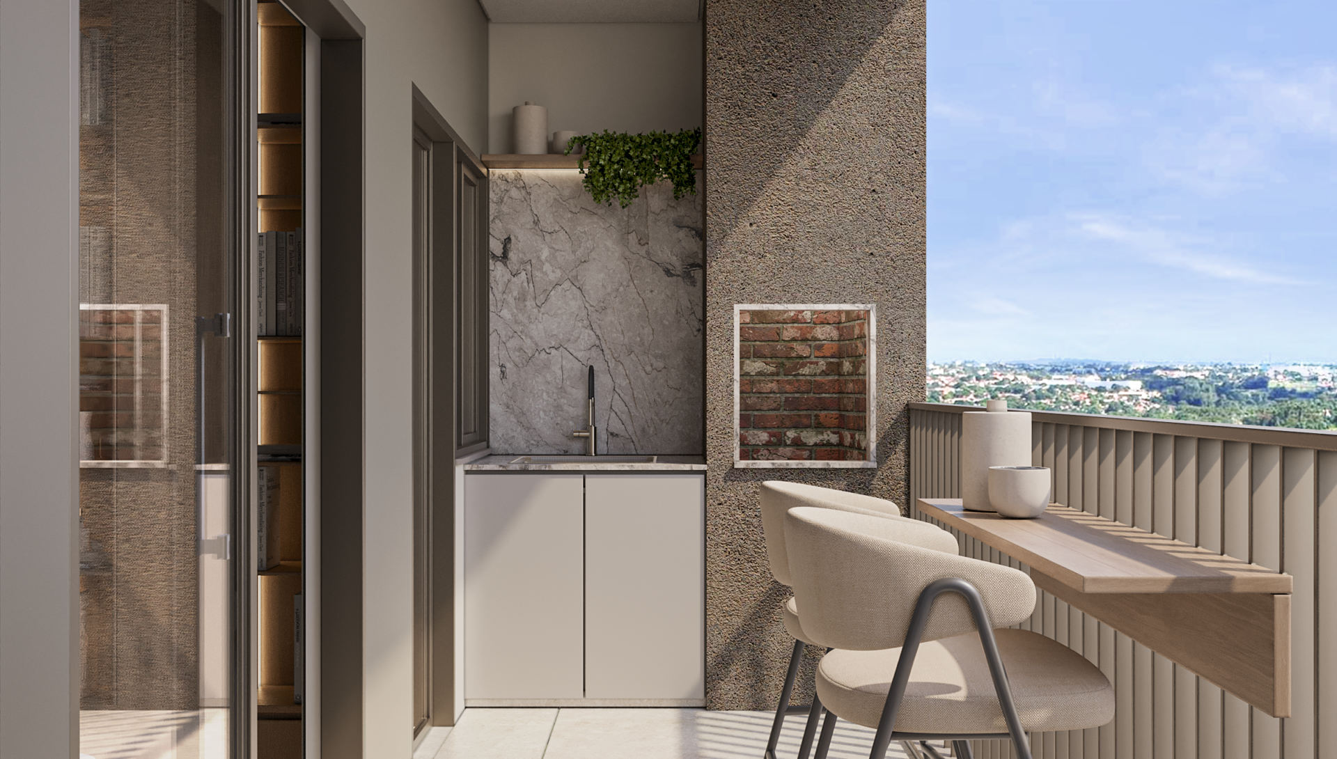 Sacada com churrasqueira - imagem ilustrativa