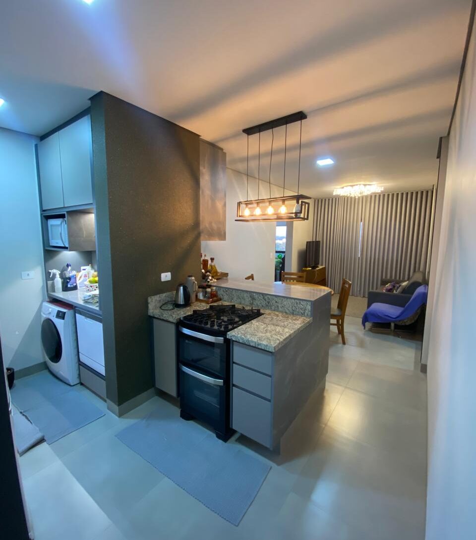 Cozinha vista jantar e sala